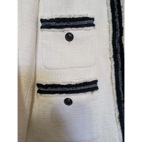 Talbots Piped Tweed Blazer 14 Cream Black Trim Quiet Luxury Old Money Academia - Picture 9 of 12